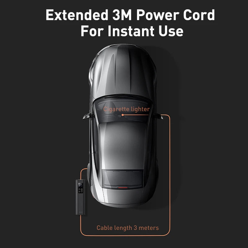 Baseus Mini Car Air Compressor 12V 150PSI Portable Car Tire Inflator Smart Digital Inflatable Pump For Car Bicycle Boat Air Pump One year warranty