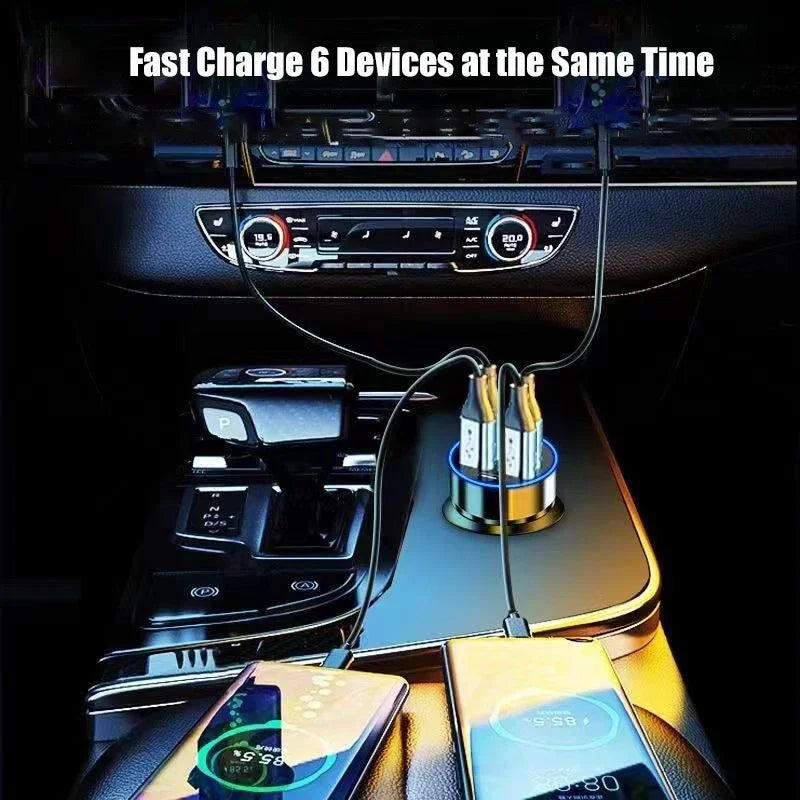 UYUXIO 6 in 1 USB C Car Phone Charger Adapter with Voltage Display Super Fast Charge in Car for iPhone Samsung One year warranty