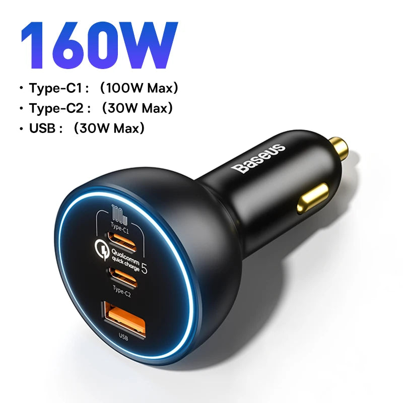 Baseus 160W Fast Car Charger (QC5.0/PD3.0)One year warranty