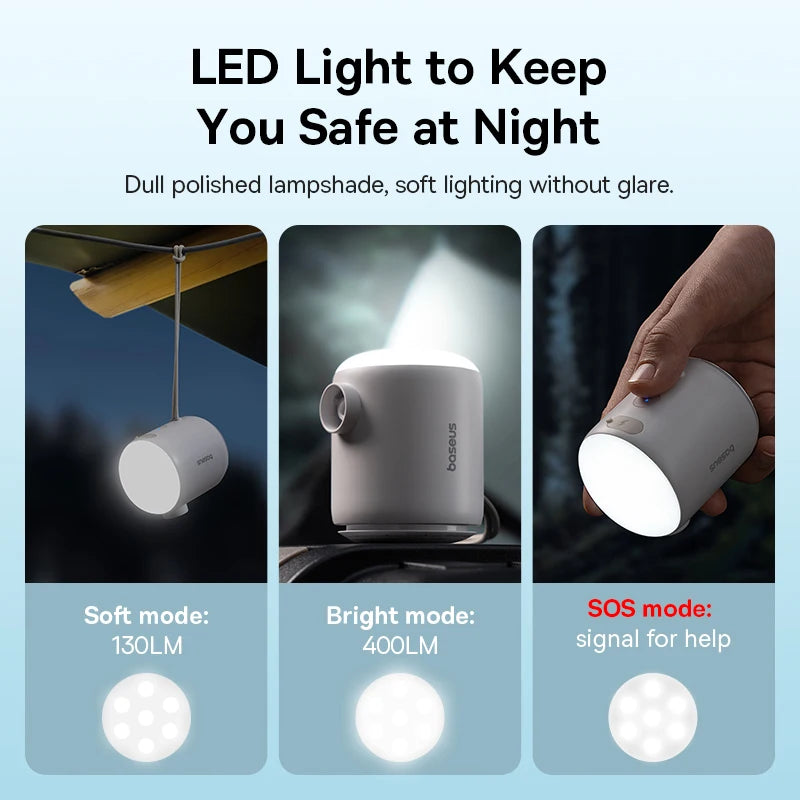 Baseus Air Pump Wireless Air Compressor Camping Inflatable Deflate Beds Mats Swimming Ring Mini Portable Outdoor Inflator Pump One year warranty