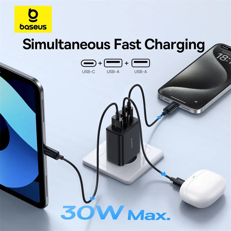 Baseus 30W USB Type C Charger Phone Charger PD Quick Charge One year warranty