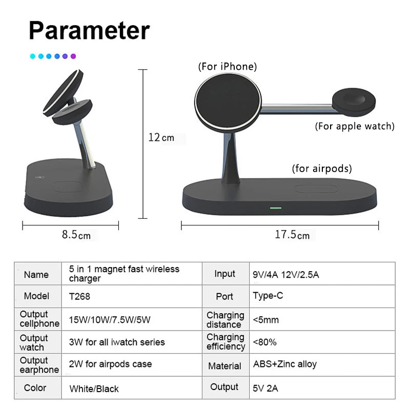 3 in 1 Wireless Charger Stand For iPhone Fast Charging Station for Apple Watch  One year warranty