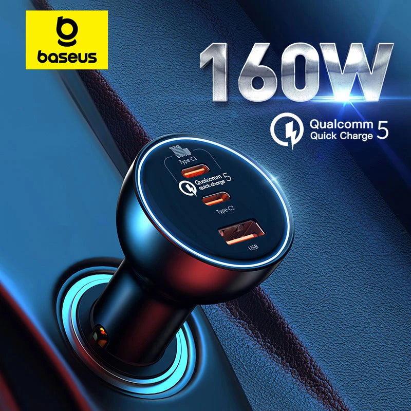 Baseus 160W Fast Car Charger (QC5.0/PD3.0)One year warranty