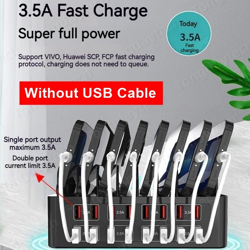150W Universal Multi USB Type C Fast Charger 16 Port 3.5A MAX Charging Station Stand For Ipad Iphone  Samsung One year warranty